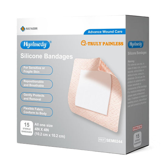 Hysimedy Silikonpflaster für empfindliche, fragile Haut 10x10 cm 15 Stück – Flexible, latexfreie, hypoallergene, atmungsaktive große Pflaster für Wunden – Schmerzfreies Entfernen für Senioren und Kinder