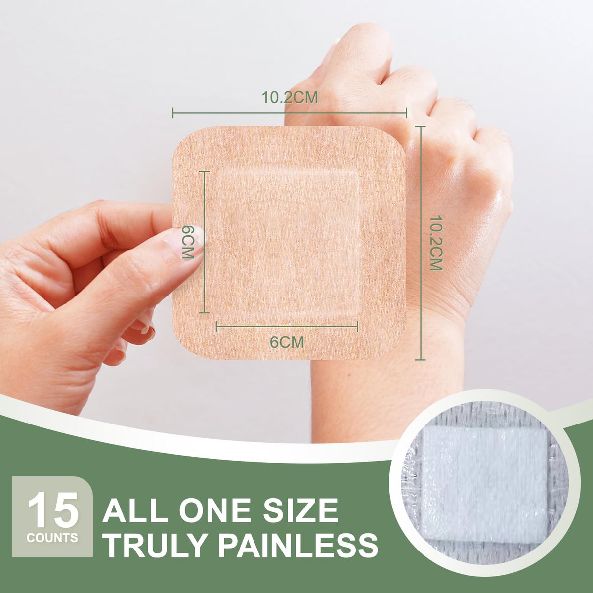 Hysimedy Silikonpflaster für empfindliche, fragile Haut 10x10 cm 15 Stück – Flexible, latexfreie, hypoallergene, atmungsaktive große Pflaster für Wunden – Schmerzfreies Entfernen für Senioren und Kinder