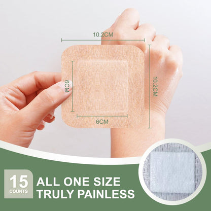 Hysimedy Silikonpflaster für empfindliche, fragile Haut 10x10 cm 15 Stück – Flexible, latexfreie, hypoallergene, atmungsaktive große Pflaster für Wunden – Schmerzfreies Entfernen für Senioren und Kinder