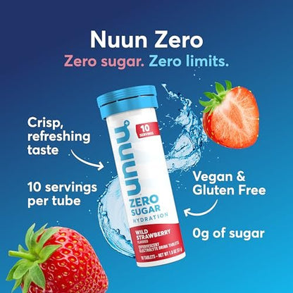 Nuun Zero Sugar Hydration Elektrolyt-Tabletten – Magnesium, Calcium, Kalium, Chlorid & Natrium, Leichte & Köstliche Fruchtgeschmacksrichtungen, Ohne Zucker, Glutenfrei, Vegan, Mixed Berry 4er-Pack (40 Portionen Gesamt)