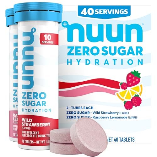 Nuun Zero Sugar Hydration Elektrolyt-Tabletten – Magnesium, Calcium, Kalium, Chlorid & Natrium, Leichte & Köstliche Fruchtgeschmacksrichtungen, Ohne Zucker, Glutenfrei, Vegan, Mixed Berry 4er-Pack (40 Portionen Gesamt)