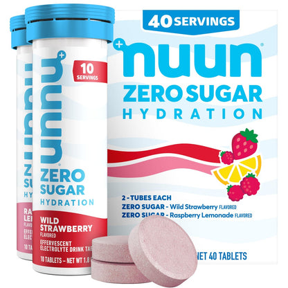 Nuun Zero Sugar Hydration Elektrolyt-Tabletten – Magnesium, Calcium, Kalium, Chlorid & Natrium, Leichte & Köstliche Fruchtgeschmacksrichtungen, Ohne Zucker, Glutenfrei, Vegan, Mixed Berry 4er-Pack (40 Portionen Gesamt)