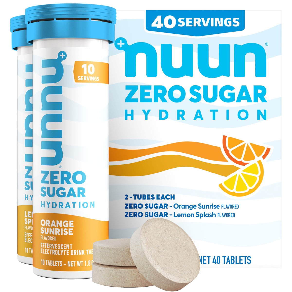 Nuun Zero Sugar Hydration Electrolyte Tablets – Mixed Citrus 4er-Pack (40 Portionen) – Natrium, Kalium, Chlorid, Calcium, Magnesium – Zuckerfrei, Glutenfrei, Vegan
