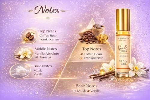 AL HASNAYN Vanilla Vibes Duftöl Roll-On Parfüm 6 ml – Alkoholfrei, Lang anhaltend, Geschenk für Damen und Herren