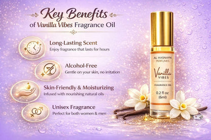 AL HASNAYN Vanilla Vibes Duftöl Roll-On Parfüm 6 ml – Alkoholfrei, Lang anhaltend, Geschenk für Damen und Herren
