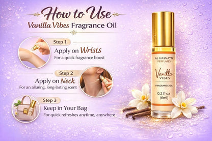 AL HASNAYN Vanilla Vibes Duftöl Roll-On Parfüm 6 ml – Alkoholfrei, Lang anhaltend, Geschenk für Damen und Herren