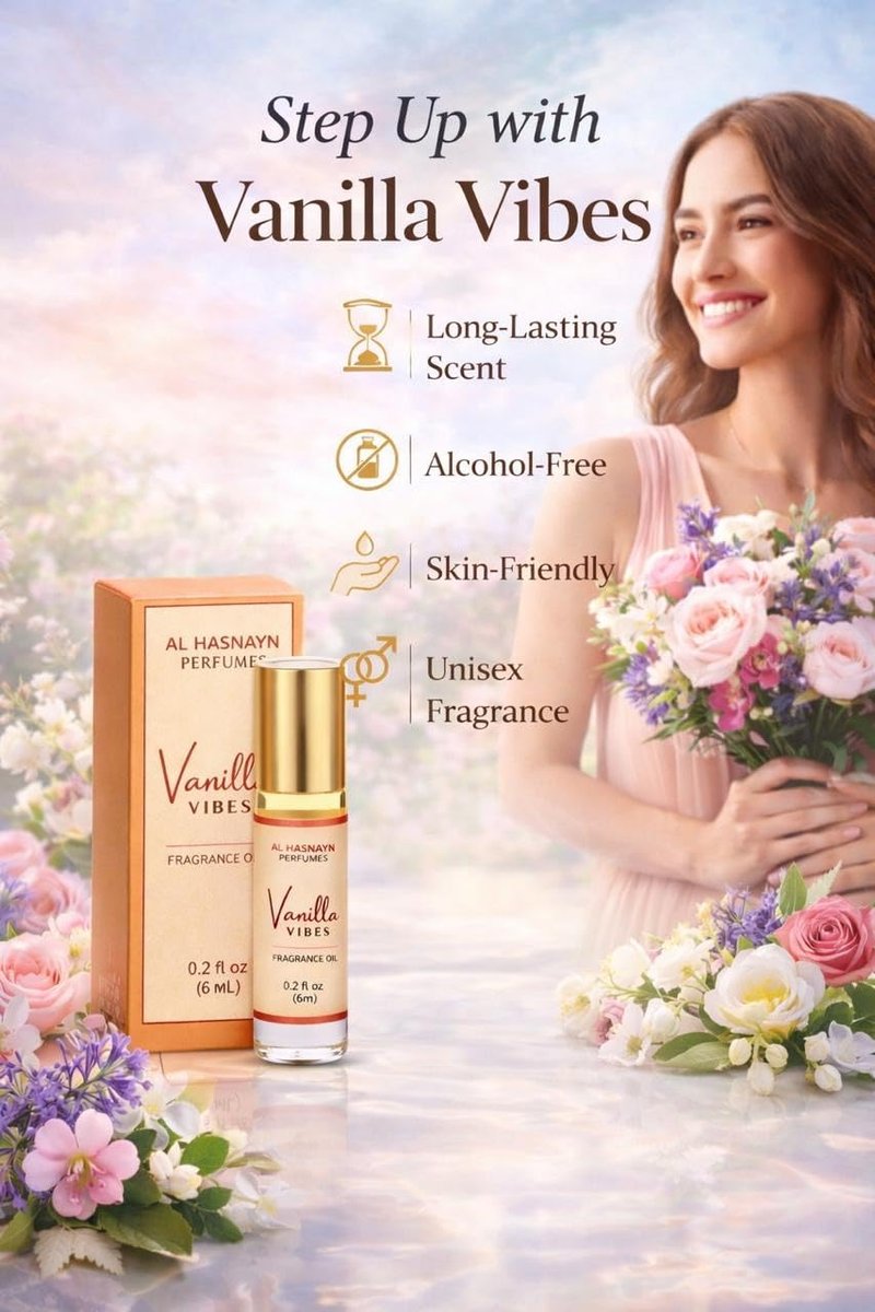 AL HASNAYN Vanilla Vibes Duftöl Roll-On Parfüm 6 ml – Alkoholfrei, Lang anhaltend, Geschenk für Damen und Herren