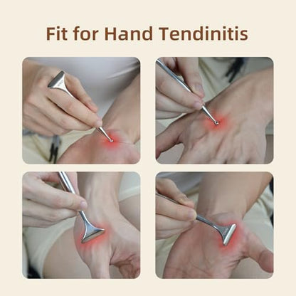 NHO 2-in-1 Akupunkturstift & Faszienblaster – Edelstahl Gua Sha Schaber & Akupressur Massagegerät für Muskel-, Nacken-, Gesichts- und Plantarfasziitis-Schmerzlinderung
