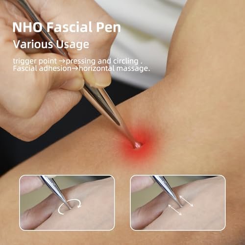 NHO 2-in-1 Akupunkturstift & Faszienblaster – Edelstahl Gua Sha Schaber & Akupressur Massagegerät für Muskel-, Nacken-, Gesichts- und Plantarfasziitis-Schmerzlinderung