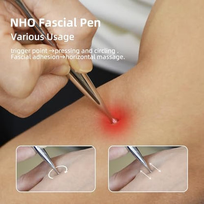 NHO 2-in-1 Akupunkturstift & Faszienblaster – Edelstahl Gua Sha Schaber & Akupressur Massagegerät für Muskel-, Nacken-, Gesichts- und Plantarfasziitis-Schmerzlinderung