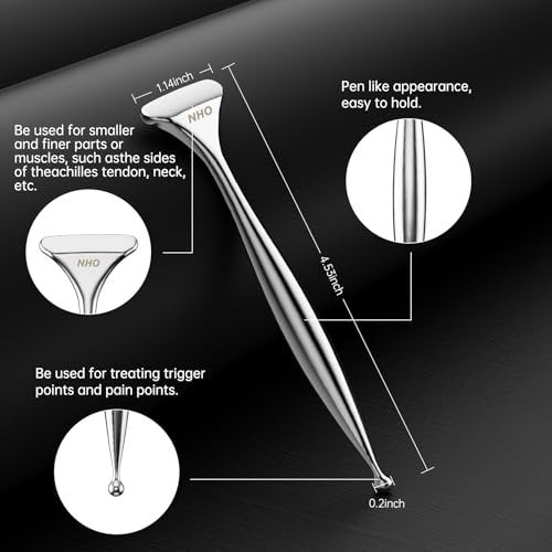 NHO 2-in-1 Akupunkturstift & Faszienblaster – Edelstahl Gua Sha Schaber & Akupressur Massagegerät für Muskel-, Nacken-, Gesichts- und Plantarfasziitis-Schmerzlinderung