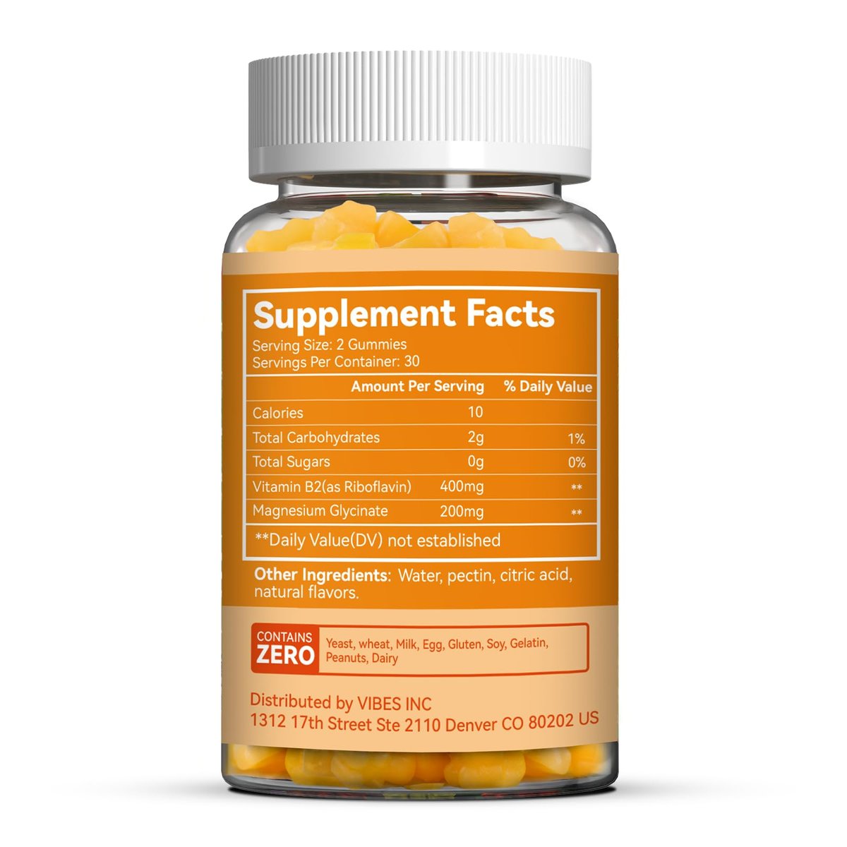 SmildeHeal Vitamin B2 Gummis mit Riboflavin 400 mg & Magnesium – Vegan, 60 Stück – Für Erwachsene zur Migräne Linderung und Unterstützung des Nervensystems