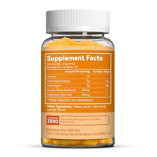 SmildeHeal Vitamin B2 Gummis mit Riboflavin 400 mg & Magnesium – Vegan, 60 Stück – Für Erwachsene zur Migräne Linderung und Unterstützung des Nervensystems