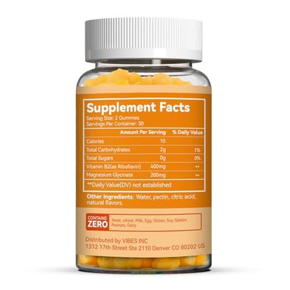 SmildeHeal Vitamin B2 Gummis mit Riboflavin 400 mg & Magnesium – Vegan, 60 Stück – Für Erwachsene zur Migräne Linderung und Unterstützung des Nervensystems