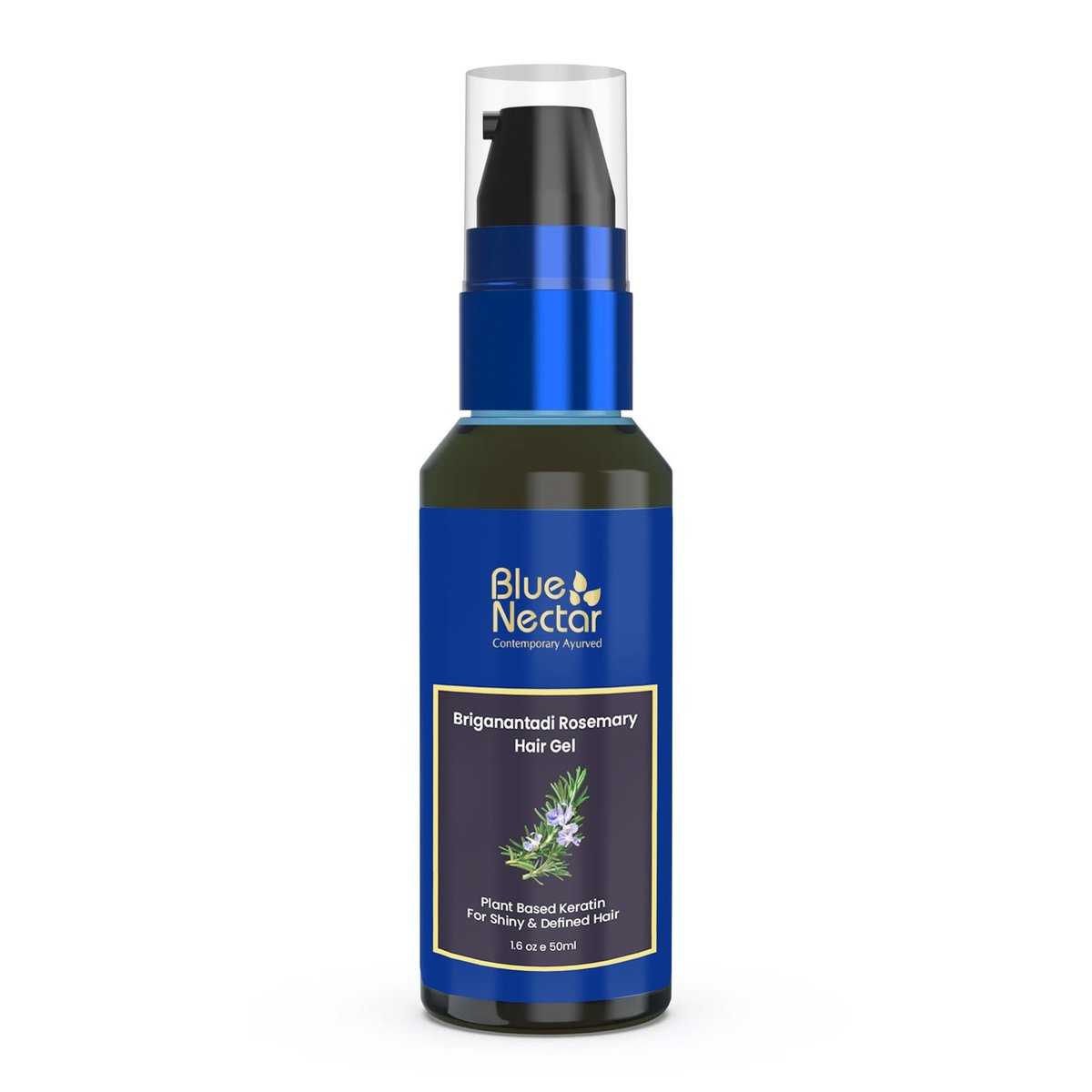 Blue Nectar Rosmarin Haargel für lockiges & krauses Haar | Pflanzliches Keratin Feuchtigkeitsgel für Frauen & Männer | Geeignet für alle Haartypen (12 Kräuter, 1,7 Fl Oz)