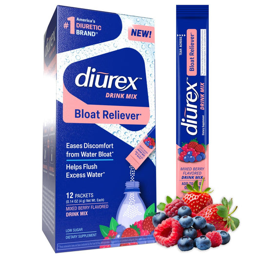 Diurex Drink Mix mit Löwenzahn, Grüntee- und ACV-Extrakten - Mischbeerengeschmack - Diuretikum zur Linderung von Blähungen und Wassergewicht - 12 Einzelportionen