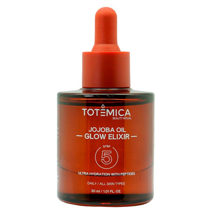 TOTEMICA Bio-Jojobaöl Glow Elixier – Feuchtigkeitsspendendes & Anti-Aging Gesichtsöl mit Peptiden | Veganes & nicht komedogenes Gesichtsöl & pflegendes Körperöl für Haut & Haar (30 ml)