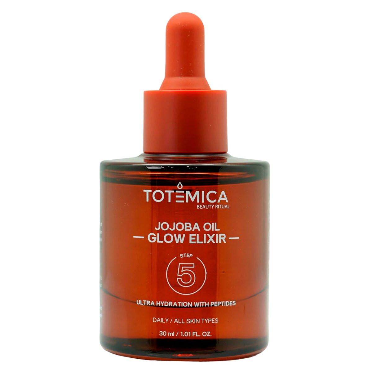 TOTEMICA Bio-Jojobaöl Glow Elixier – Feuchtigkeitsspendendes & Anti-Aging Gesichtsöl mit Peptiden | Veganes & nicht komedogenes Gesichtsöl & pflegendes Körperöl für Haut & Haar (30 ml)