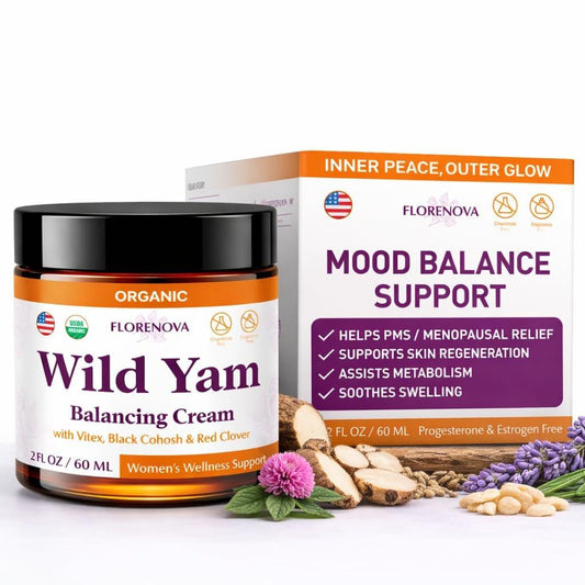 Bio Wild Yam Creme für das Wohlbefinden von Frauen in den Wechseljahren – Hautpflege & emotionale Stabilität – Bio-Formel mit Traubensilberkerze, Mönchspfeffer, Rotklee, Vitaminen & Mineralien – 60 ml
