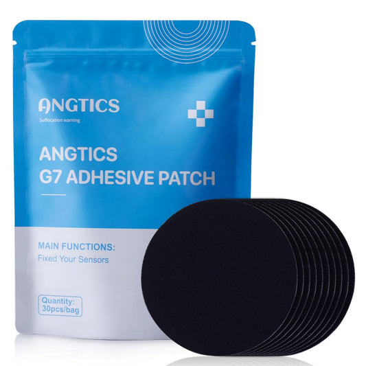 ANGTICS Dexcom G7 Haftpflaster 30 Stück, wasserdichte & hochviskose Overpatches, Stelo Vollabdeckung CGM Bandage, 10+ Tage Halt, atmungsaktiv, latexfrei, Sensor NICHT enthalten (Schwarz)