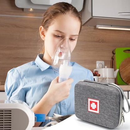 Schutzhülle für tragbaren Vernebler, Reise-Medizintasche mit Hartschale für Inhaliergerät, Masken, Asthma-Zubehör, Notfall-Medikamenten-Aufbewahrungstasche für Kinder und Erwachsene (Grau)