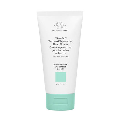 Drunk Elephant Therabu Buttered Reparative Hand Cream 75 ml – Feuchtigkeitsspendende Handlotion, saubere klinische Hautpflege, tierversuchsfrei, dermatologisch getestet, ohne ätherische Öle, Silikone und Duftstoffe