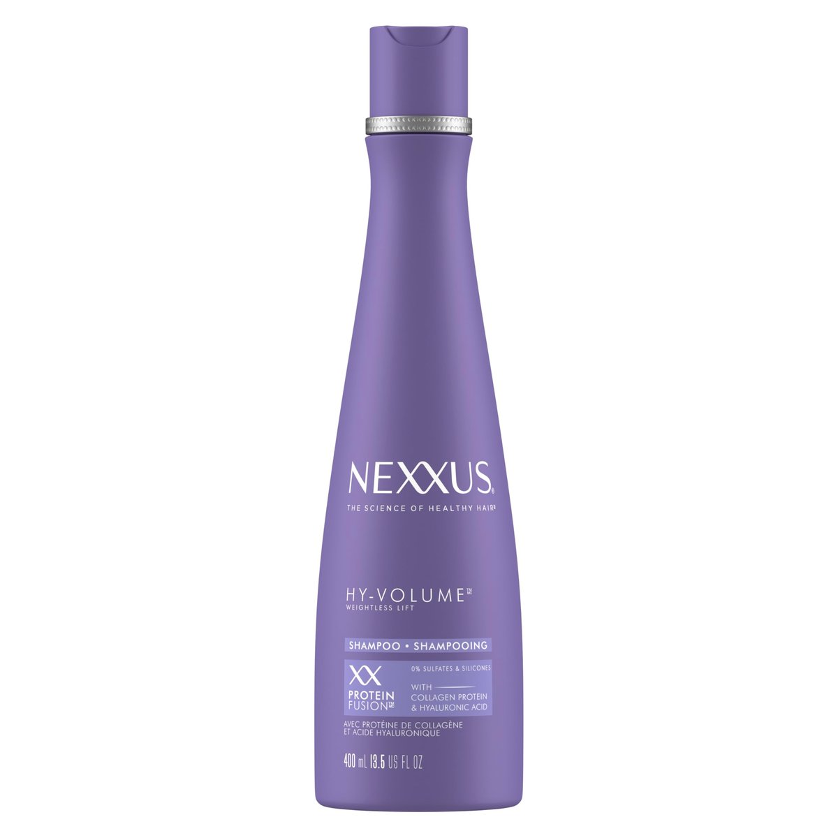 Nexxus Hy-Volume Weightless Lift Shampoo für plattes und kraftloses Haar – Protein Fusion mit Kollagenprotein und Hyaluronsäure für 48 Stunden Volumen, 400 ml