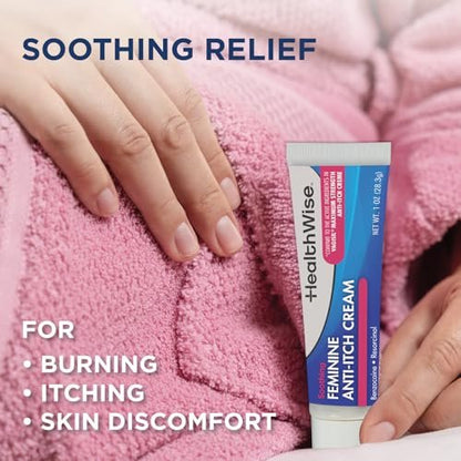 HealthWise Feminine Anti-Itch Creme | Beruhigende Linderung bei Juckreiz | Aloe, Vitamin A, D und E | Reizlinderung | Vagicaine | 28 g | Äußeres Analgetikum