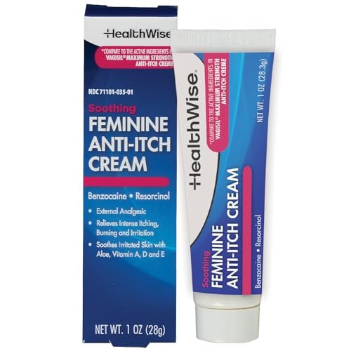 HealthWise Feminine Anti-Itch Creme | Beruhigende Linderung bei Juckreiz | Aloe, Vitamin A, D und E | Reizlinderung | Vagicaine | 28 g | Äußeres Analgetikum