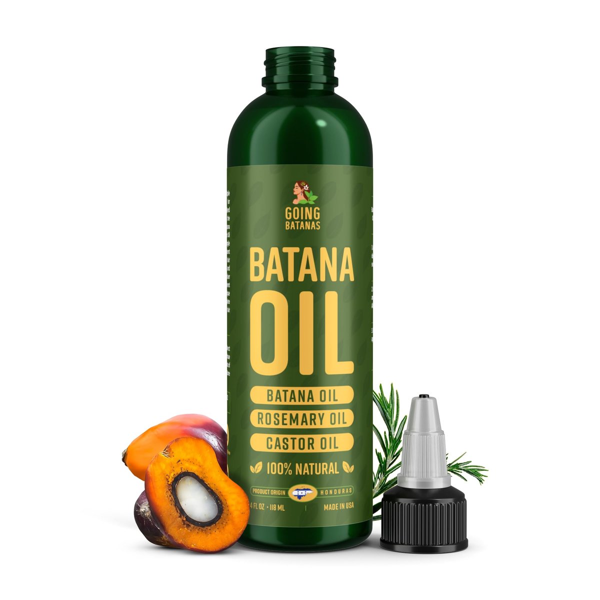 Going Batanas Premium Batana-Öl für Haarwachstum – 100 % natürliches Batana aus Honduras, Rizinus- und Rosmarinöl – Natürliche Haarpflege für Frauen und Männer (118 ml)