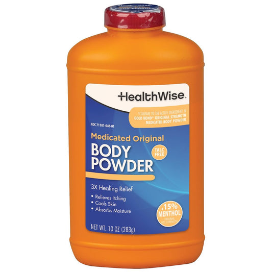 HealthWise Medizinisches Körperpuder | 0,15 % Menthol | Talkumfrei | Juckreizstillende Heilung | Kühlt die Haut | Absorbiert Feuchtigkeit | 283 g