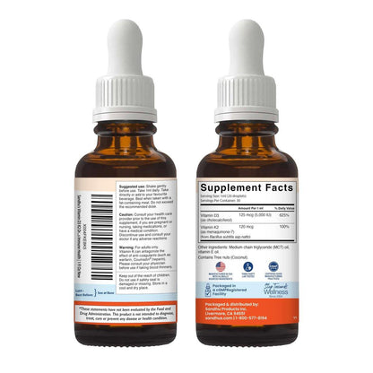 Sandhu's Vitamin D3 K2 Tropfen für Erwachsene | 5000 IE D3 flüssig, 120 µg K2 Nahrungsergänzungsmittel 1 Fl Oz (1er-Pack) | D3K2 unterstützt optimale Aufnahme, Energie, Immunsystem, Muskelfunktion für Männer & Frauen