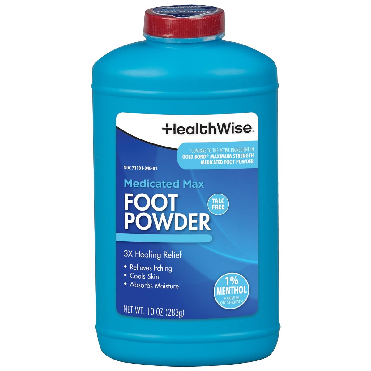 HealthWise Medicated Maximum Strength Fußpuder – 1% Menthol, Talkumfrei, Juckreizstillend, Feuchtigkeitsabsorbierend, 283 g