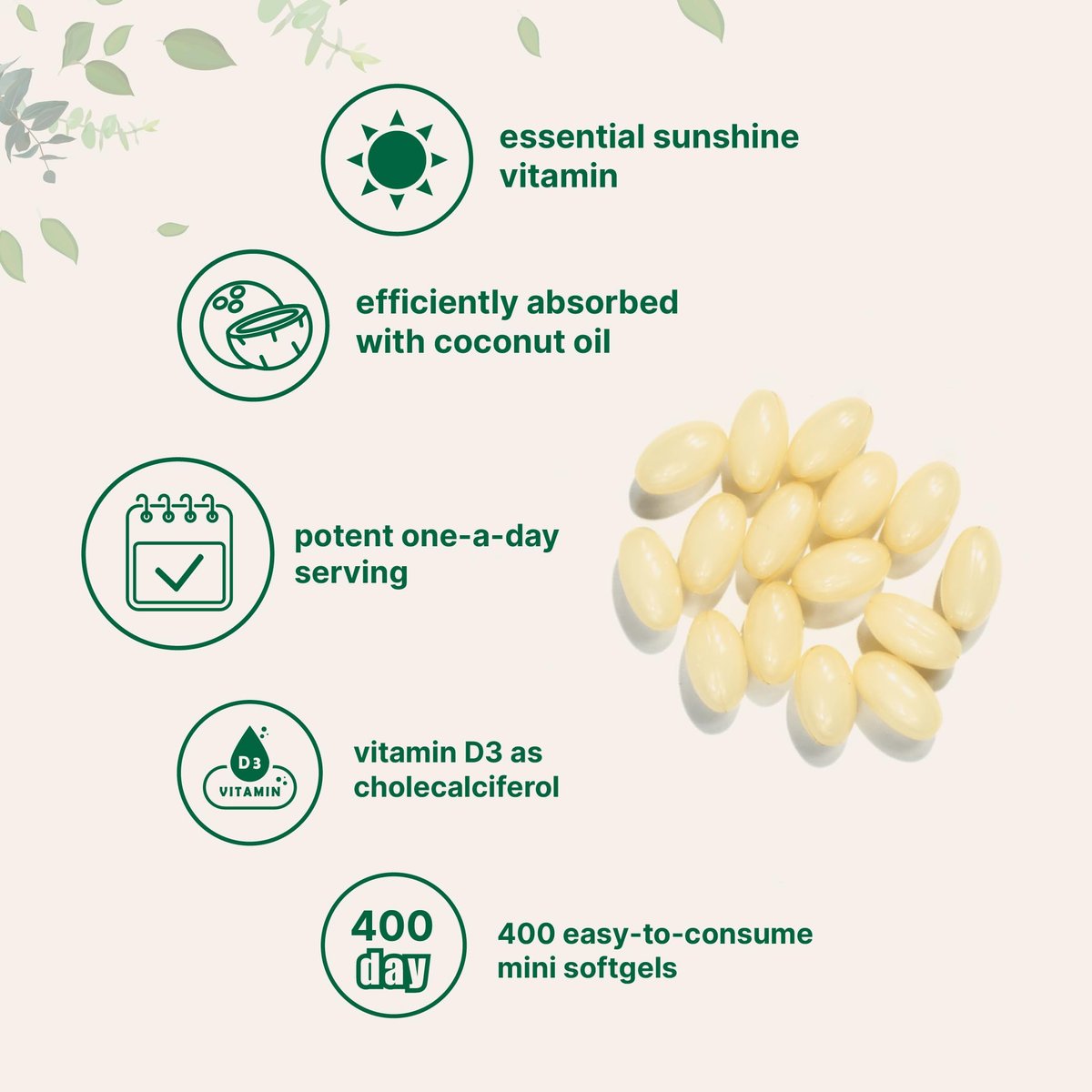 Micro Ingredients Vitamin D3 10.000 IE, 400 Weichkapseln | Mit Virgin Kokosöl | Cholecalciferol | Für Knochen, Immunsystem & Herz | Leicht zu schlucken, Nicht-GVO
