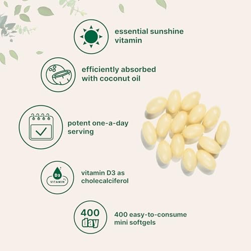 Micro Ingredients Vitamin D3 10.000 IE, 400 Weichkapseln | Mit Virgin Kokosöl | Cholecalciferol | Für Knochen, Immunsystem & Herz | Leicht zu schlucken, Nicht-GVO