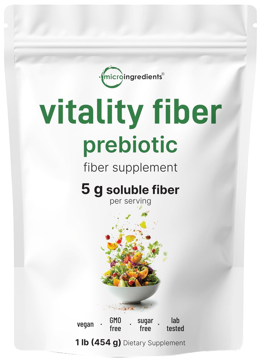 Micro Ingredients Vitality Prebiotische Faserpulver, 450g | Einfach zu mischendes Pulver für Verdauungs- und Darmgesundheit | Tägliches präbiotisches lösliches Ballaststoffpräparat für Frauen und Männer | Ungeschmackvoll, zuckerfrei & vegan
