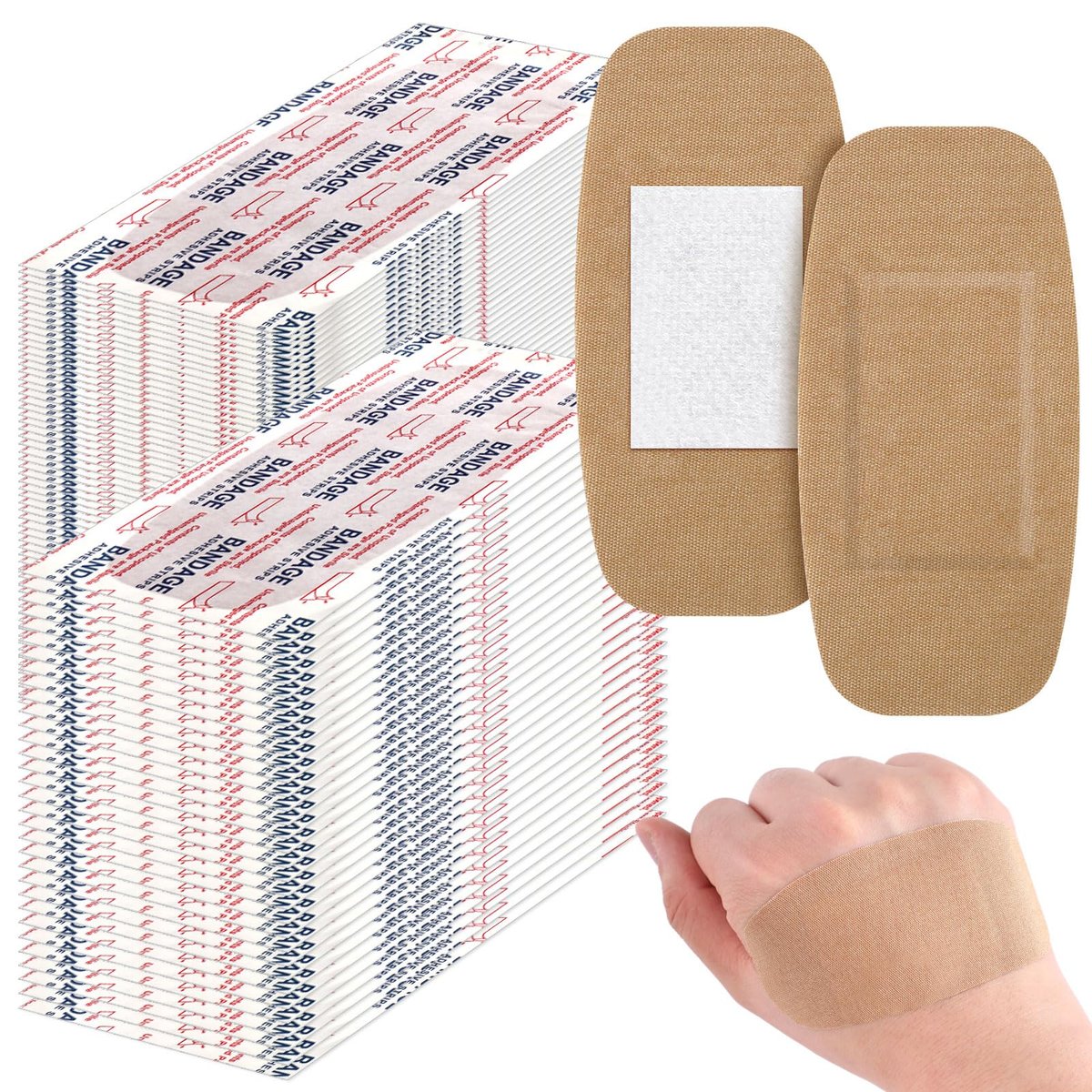 Sinmoe 200 Stück Große Pflaster Bulk Flexibler Stoffverband zur Wundversorgung und zum Schutz von Wunden, 5 x 10 cm / 2 x 4 Zoll
