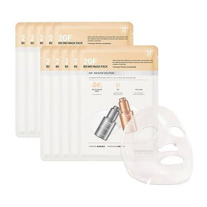 SWANICOCO Schwangerschaftssichere 2GF Bio-Gel-Gesichtsmaske – Feuchtigkeitsspendend, Straffend & Hautglättend mit EGF & FGF (10 Blätter)