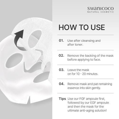 SWANICOCO Schwangerschaftssichere 2GF Bio-Gel-Gesichtsmaske – Feuchtigkeitsspendend, Straffend & Hautglättend mit EGF & FGF (10 Blätter)