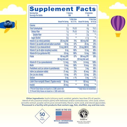 L’il Critters Gummy Vites ohne Zuckerzusatz – Tägliches Gummimultivitamin für Kleinkinder & Kinder ab 2 Jahren, mit Vitamin C & D3 für das Immunsystem, Erdbeer- und Orangen-Geschmack, 100 Gummis