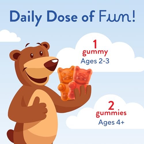 L’il Critters Gummy Vites ohne Zuckerzusatz – Tägliches Gummimultivitamin für Kleinkinder & Kinder ab 2 Jahren, mit Vitamin C & D3 für das Immunsystem, Erdbeer- und Orangen-Geschmack, 100 Gummis