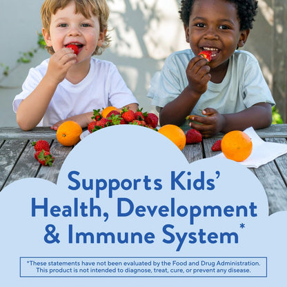 L’il Critters Gummy Vites ohne Zuckerzusatz – Tägliches Gummimultivitamin für Kleinkinder & Kinder ab 2 Jahren, mit Vitamin C & D3 für das Immunsystem, Erdbeer- und Orangen-Geschmack, 100 Gummis