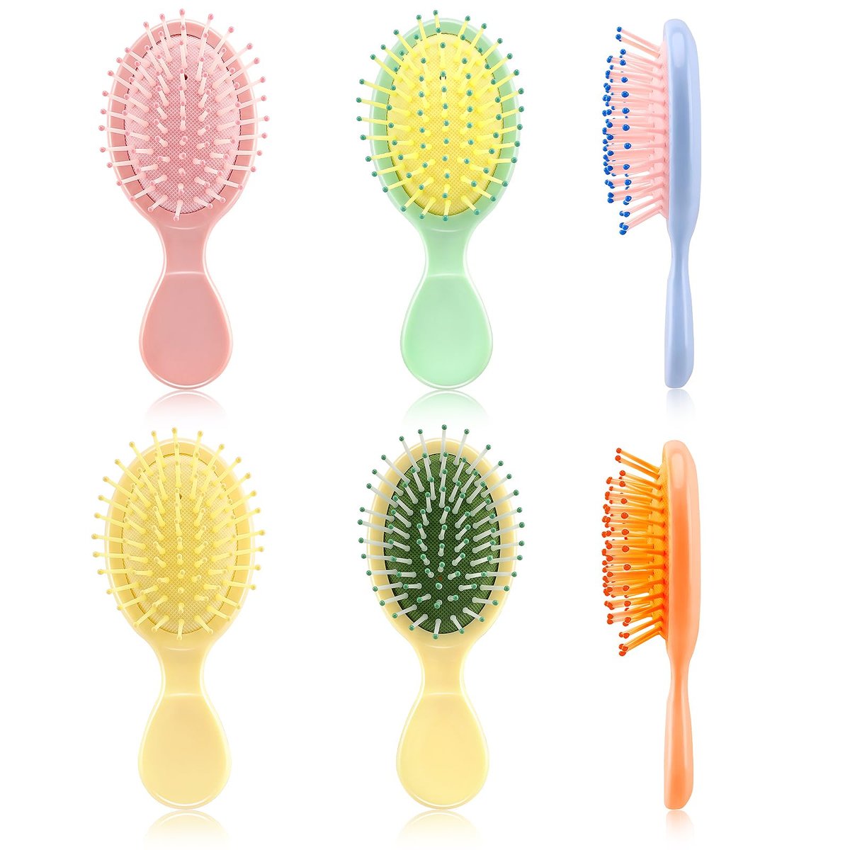 HOFASON 6er Pack Mini Nasshaarbürsten für Frauen, Mädchen, Teens – Bulk-Stocking-Stuffer, Brautjungferngeschenk, Junggesellinnenparty-Geschenke, Reise, Spa-Party, Weihnachtsgeschenk
