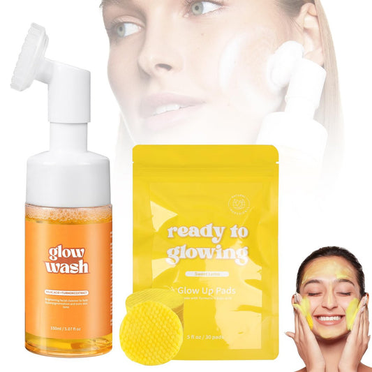 Kurkuma Gesichtsreinigung + Reinigungstücher, 100% natürliche Kurkuma-Pads, Reduziert Unreinheiten & dunkle Stellen, Tägliche Reinigung, Sanfte Hautpflege (1 Set)