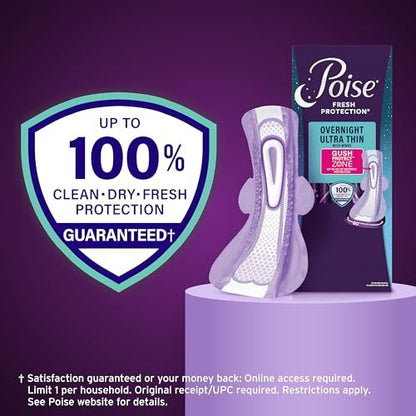 Poise Overnight Ultra Thin Inkontinenz- & Wochenbett-Einlagen mit Flügeln bei Blasenschwäche, 8 Tropfen Extra Saugfähig, Lange Länge, 20 Stück