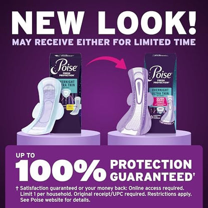Poise Overnight Ultra Thin Inkontinenz- & Wochenbett-Einlagen mit Flügeln bei Blasenschwäche, 8 Tropfen Extra Saugfähig, Lange Länge, 20 Stück