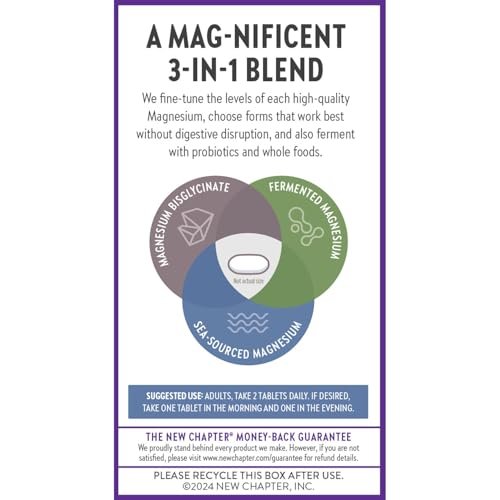 New Chapter Magnesium Complex 325 mg | mit Magnesiumglycinat & Meeres-Magnesium für Herz, Knochen, Nerven, Muskeln & Zellenergie | 60 Tabletten | 100 % vegan