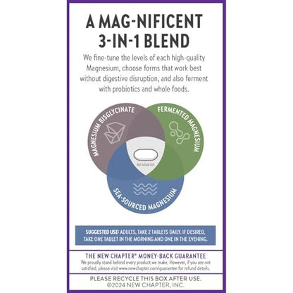New Chapter Magnesium Complex 325 mg | mit Magnesiumglycinat & Meeres-Magnesium für Herz, Knochen, Nerven, Muskeln & Zellenergie | 60 Tabletten | 100 % vegan
