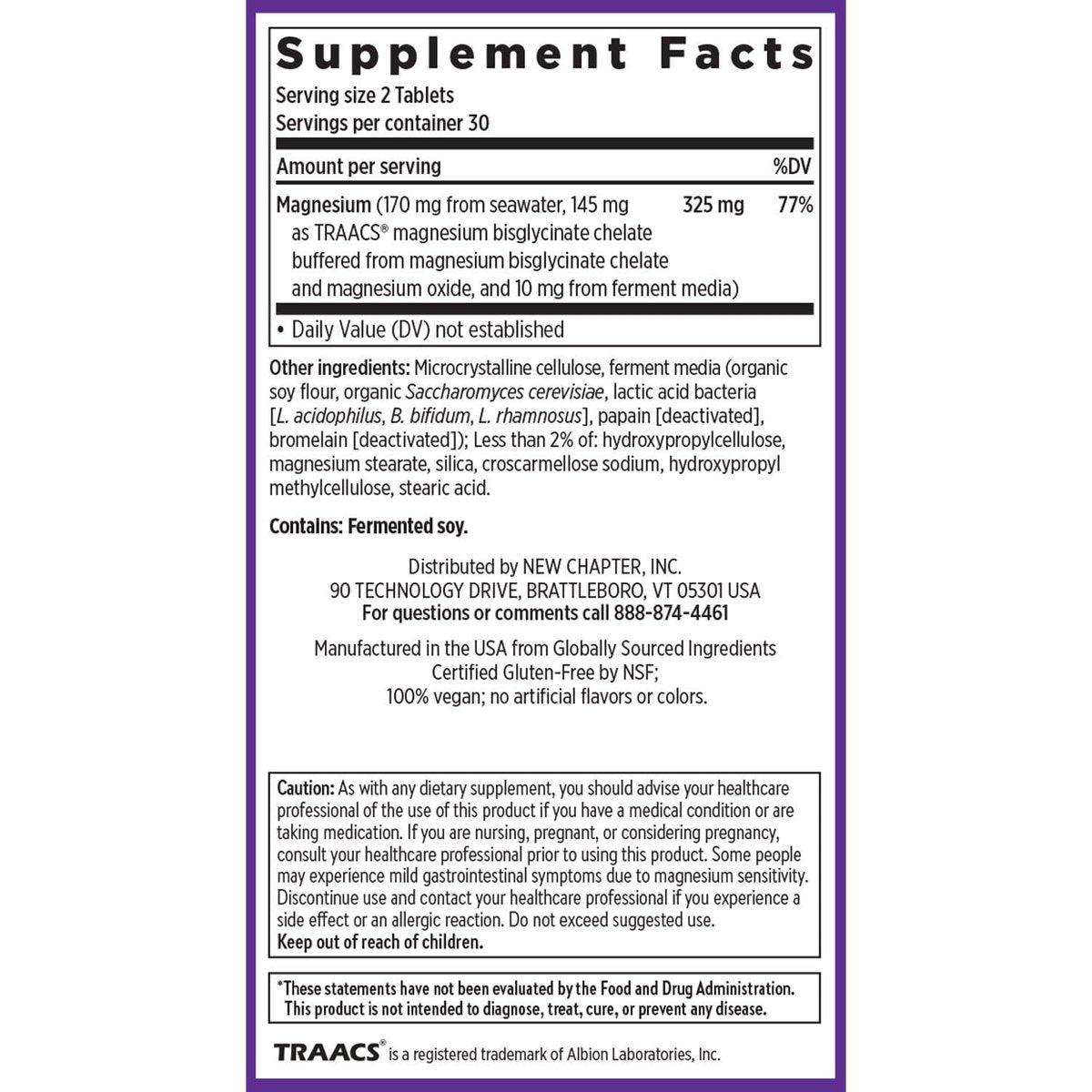 New Chapter Magnesium Complex 325 mg | mit Magnesiumglycinat & Meeres-Magnesium für Herz, Knochen, Nerven, Muskeln & Zellenergie | 60 Tabletten | 100 % vegan