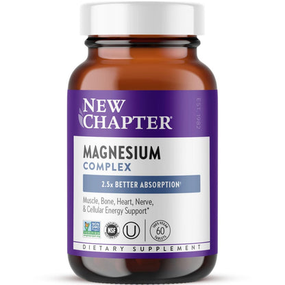 New Chapter Magnesium Complex 325 mg | mit Magnesiumglycinat & Meeres-Magnesium für Herz, Knochen, Nerven, Muskeln & Zellenergie | 60 Tabletten | 100 % vegan